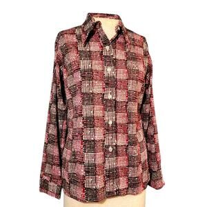 Vintage 70s Brown MCM Button Down Blouse Size Medium